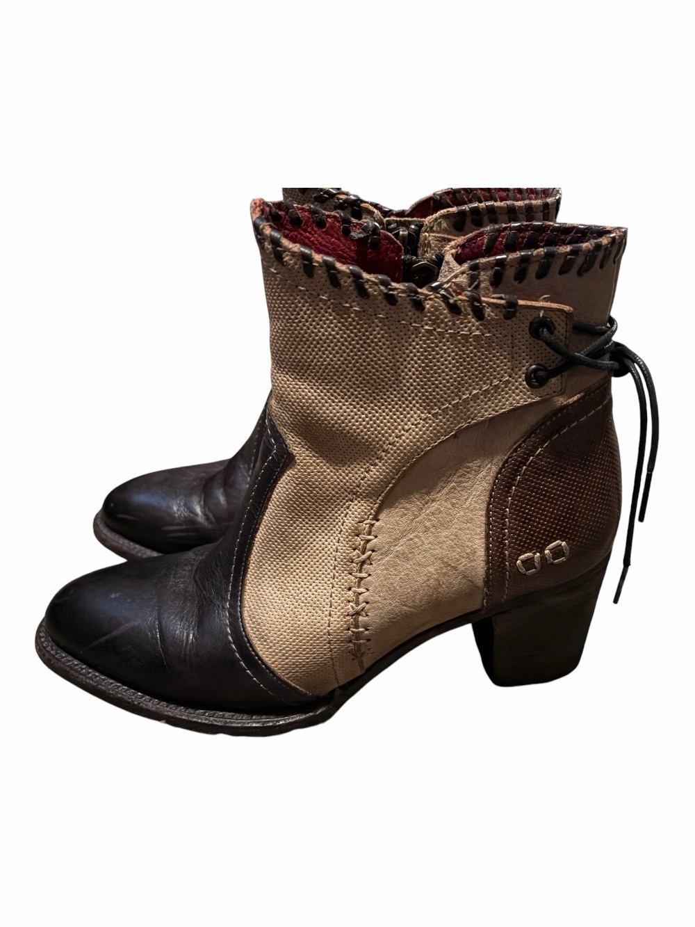 Bed Stu Women’s Two-Tone Brown and Tan Ankle Boots